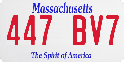 MA license plate 447BV7