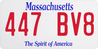 MA license plate 447BV8