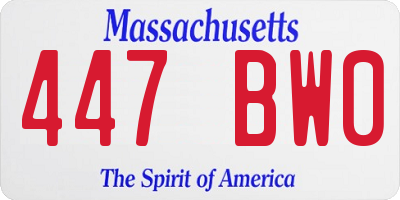 MA license plate 447BW0