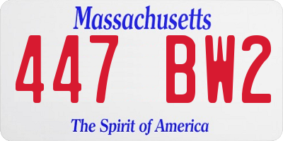 MA license plate 447BW2
