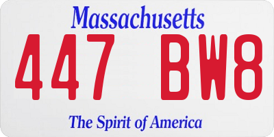 MA license plate 447BW8