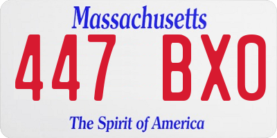 MA license plate 447BX0