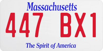 MA license plate 447BX1