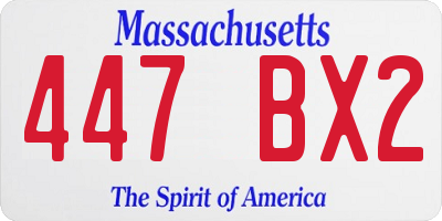 MA license plate 447BX2