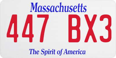 MA license plate 447BX3