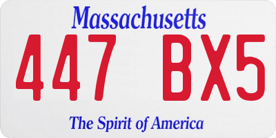 MA license plate 447BX5