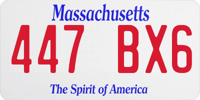 MA license plate 447BX6