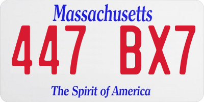 MA license plate 447BX7