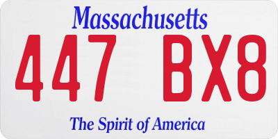 MA license plate 447BX8