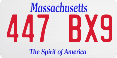 MA license plate 447BX9