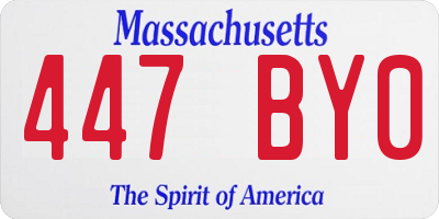 MA license plate 447BY0