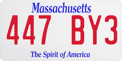 MA license plate 447BY3