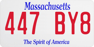 MA license plate 447BY8
