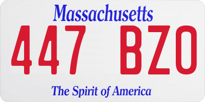 MA license plate 447BZ0