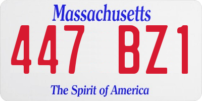 MA license plate 447BZ1