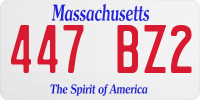 MA license plate 447BZ2