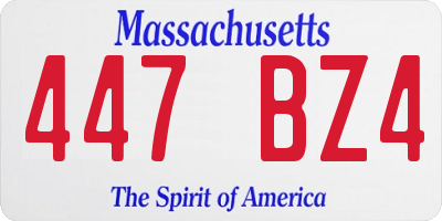 MA license plate 447BZ4