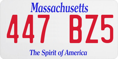 MA license plate 447BZ5