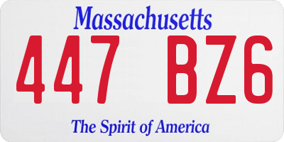 MA license plate 447BZ6