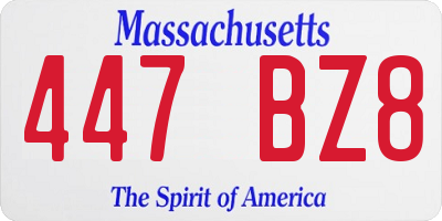 MA license plate 447BZ8