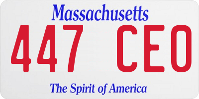 MA license plate 447CE0