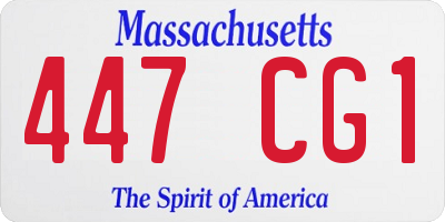 MA license plate 447CG1
