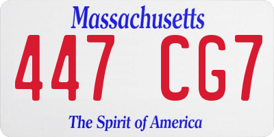 MA license plate 447CG7