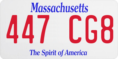 MA license plate 447CG8