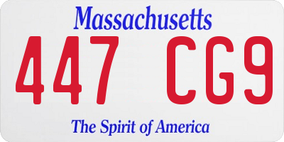 MA license plate 447CG9