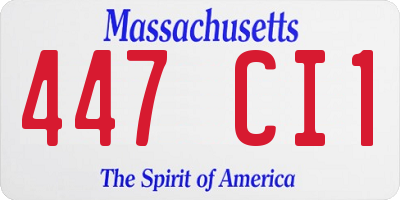 MA license plate 447CI1