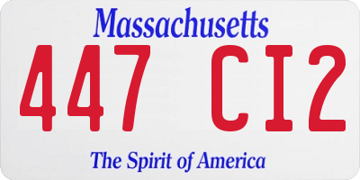 MA license plate 447CI2