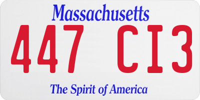 MA license plate 447CI3