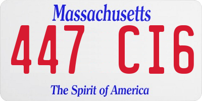 MA license plate 447CI6