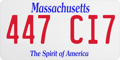 MA license plate 447CI7
