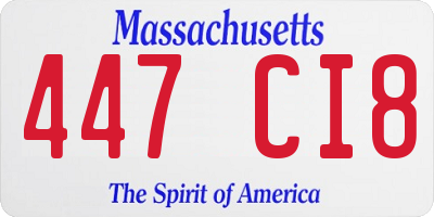 MA license plate 447CI8