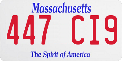 MA license plate 447CI9