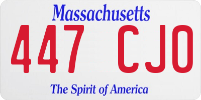 MA license plate 447CJ0