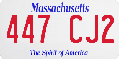 MA license plate 447CJ2