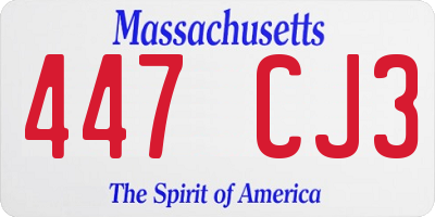 MA license plate 447CJ3