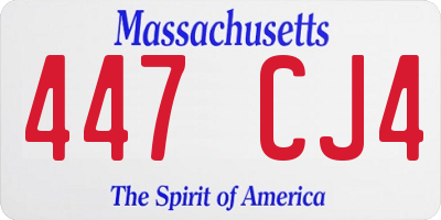 MA license plate 447CJ4
