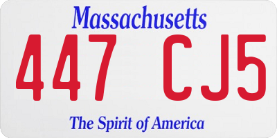 MA license plate 447CJ5
