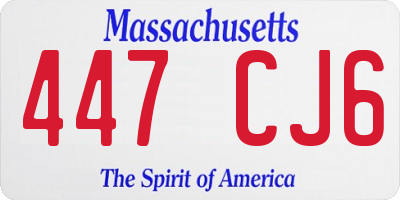 MA license plate 447CJ6
