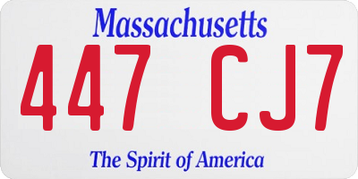 MA license plate 447CJ7