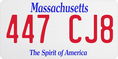 MA license plate 447CJ8