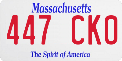 MA license plate 447CK0