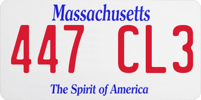 MA license plate 447CL3
