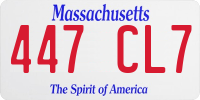MA license plate 447CL7