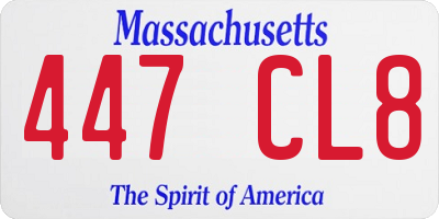 MA license plate 447CL8