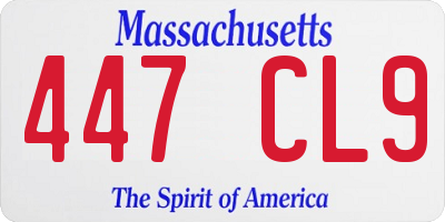 MA license plate 447CL9