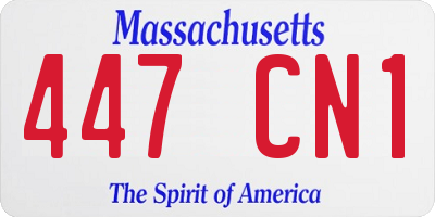 MA license plate 447CN1